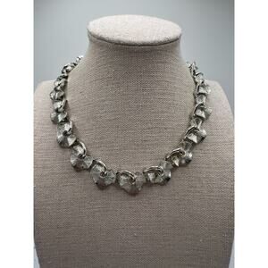 Vintage Lisner Silver Tone Necklace Textured Link Choker Adjustable 13-16"